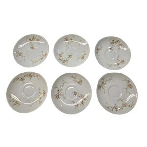Theodore Haviland Pink Roses Saucers Set Of 6 Limoges France Porcelain* No Cups